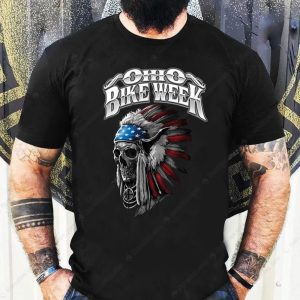 Ohio Bike Week Indian Chief Skull T-Shirt, Men’s Motorcycle Merch