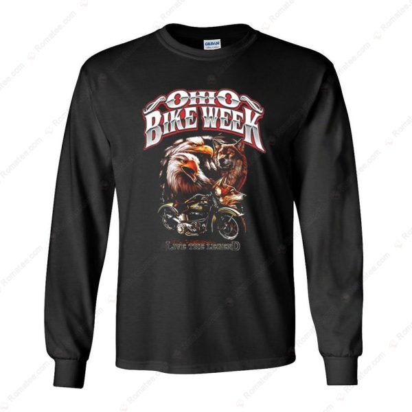 Ohio Bike Week Live The Legend T-Shirt, Eagle And Wolf Motorcycle Merch