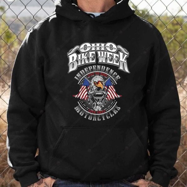 Ohio Bike Week Live To Ride-Live Fast T-Shirt, Eagle, Engine & Motorcycle Design