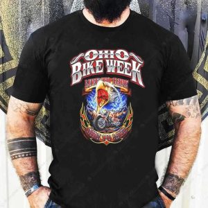 Ohio Bike Week Live To Ride-Ride To Live T-Shirt, Eagle Flames Motorcycle Design