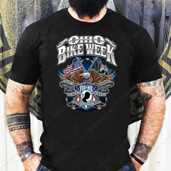 Ohio Bike Week POW MIA Double Flag Eagle T-Shirt