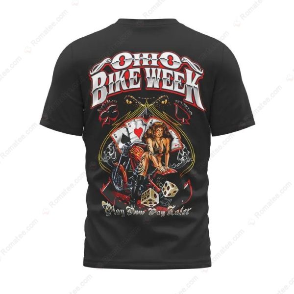 Ohio Bike Week Pin-Up Motorcycle T-Shirt, Vintage Badass Biker Motorcycle T-Shirt