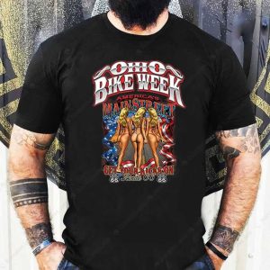 Ohio Bike Week Route 66 Bikini Babes Biker T-Shirt, America Mainstreet Bike Week Design