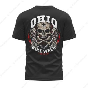 Ohio Bike Week Sandusky Skull Lightning Bolts T-Shirt