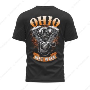 Ohio Bike Week V-Twin Skull Motorcycle T-Shirt, Engine Biker Tee