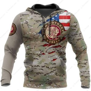 Patriotic Indian Motorcycle Camo Hoodie, American Flag Biker 3D All Over Print