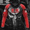 Red And Black Kawasaki Motorcycle Punisher Graphic Hoodie