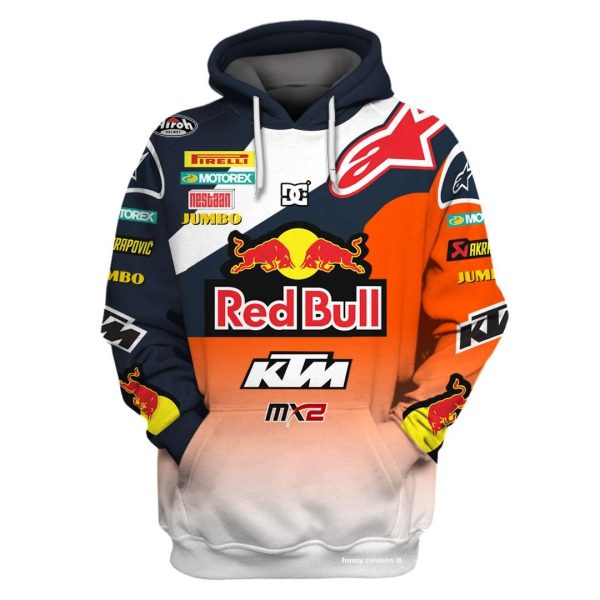 Red Bull KTM MX Hoodie with Racing Logos and Gradient Design