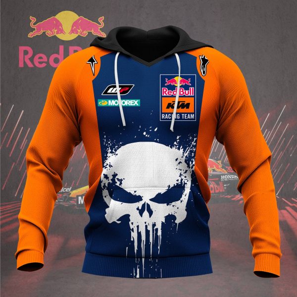 Red Bull KTM Racing Team Skull Graphic Hoodie for Motorsports Fans