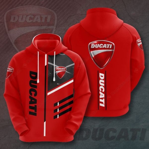 Red and Black Ducati Racing Stripe Hoodie, Ducati Racing Graphic Hoodie