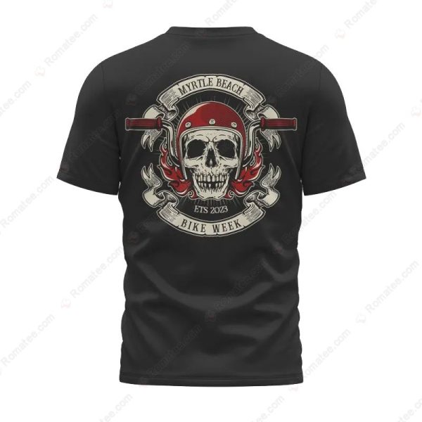 Retro Biker Skull Motorcycle T-Shirt, Myrtle Beach Bike Week Est 2023 Merch