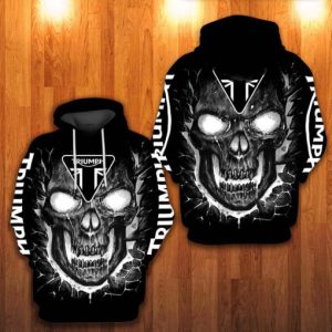 Skull Graphic Hoodie with Triumph Logo – Edgy Streetwear for Bold Style Enthusiasts