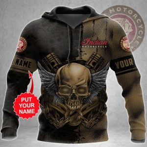 Skull Pistons And Chains Biker Sweatshirt, 3D Personalized Indian Motorcycle Hoodie