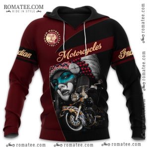 Vintage Indian Motorcycle Hoodie with Feather and Classic Bike Design – Retro Biker Apparel