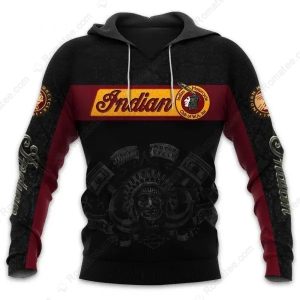 Vintage Indian Motorcycle Racing Graphic Hoodie, Bold Black and Red Hoodie