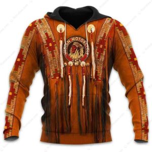 Vintage Indian Motors Native American Chief 3D Hoodie, Men’s Indian Motors Tribal