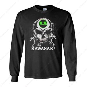 Vintage Kawasaki Motorcycle Skull Tee, Edgy Biker Graphic T-Shirt