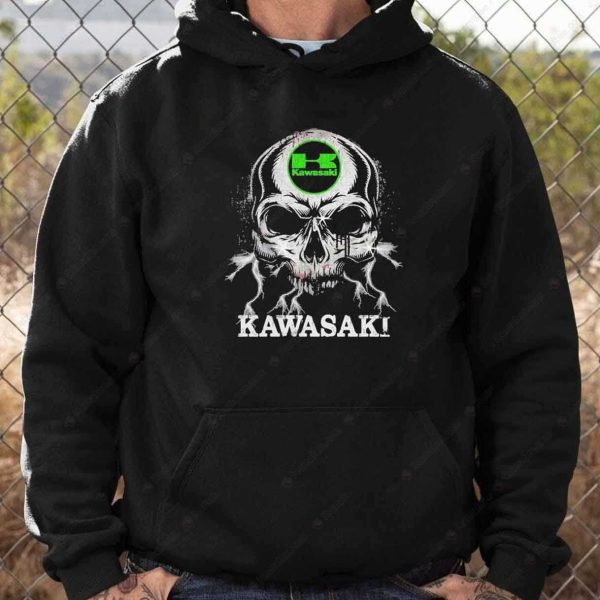 Vintage Kawasaki Motorcycle Skull Tee, Edgy Biker Graphic T-Shirt