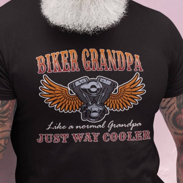 Biker Grandpa Motorcycle Wings Graphic Tee Just Way Cooler Design