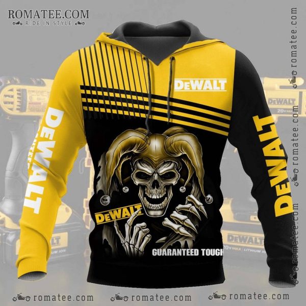 Clown Skull Graphic Hoodie – DEWALT Yellow Black Industrial Art Design