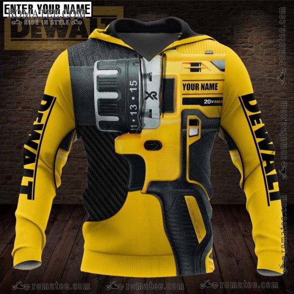 Custom Dewalt Drill Graphic Hoodie with Personalized Name