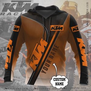 Custom KTM Racing Hoodie – Honeycomb Pattern & Personalized Name Orange and Black Design.