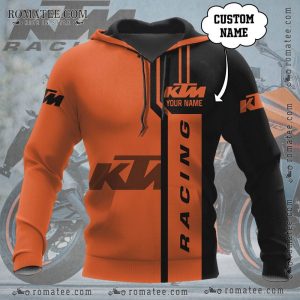 Custom KTM Racing Hoodie – Personalized Name, Orange and Black Motorcycle Gear