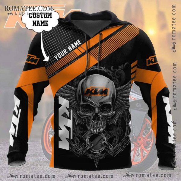 Custom KTM Skull Hoodie with Chains and Wings Design – Personalized Name Option