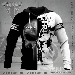 Custom Name Skull Paint Splatter Hoodie Black and White Split Design