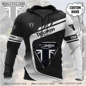 Custom Triumph Motorcycle Hoodie with Torn Effect and Personalized Name Option