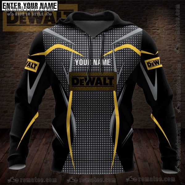 Customizable DEWALT Black Hoodie with Yellow & Grey Angular Lines