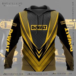 DEWALT Black Hoodie with Yellow Honeycomb and Geometric Design