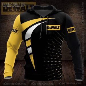 DEWALT Black and Yellow Graphic Hoodie with Swoosh and Dot Design