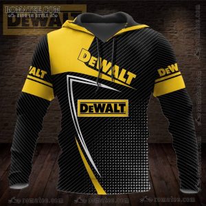 DEWALT Black and Yellow Hoodie with Gradient Dot and Diagonal Line Pattern