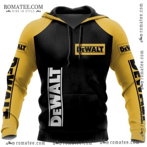 DEWALT Black and Yellow Hoodie with Logo Print on Sleeves and Chest