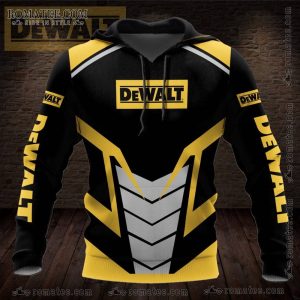 DEWALT Men’s Yellow and Black Geometric Pattern Hoodie with Logo Design