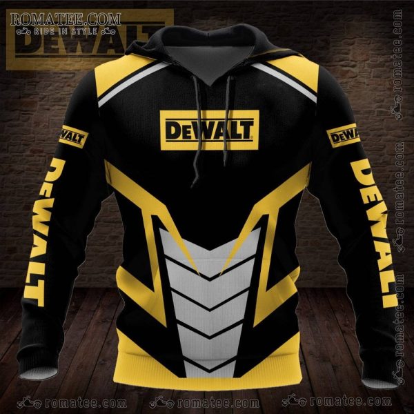 DEWALT Men’s Yellow and Black Geometric Pattern Hoodie with Logo Design