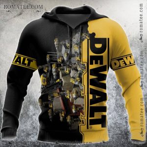 DEWALT Power Tools Collage Hoodie – Black and Yellow Industrial Design