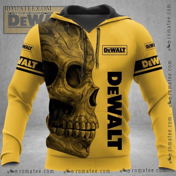 DEWALT Skull Graphic Yellow Hoodie – Edgy Skeleton Design, Unique Streetwear Fashion