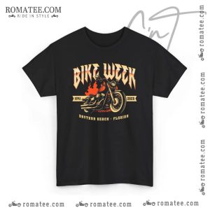 Daytona Beach Bike Week 2023 T-Shirt – Vintage Motorcycle Flames Design