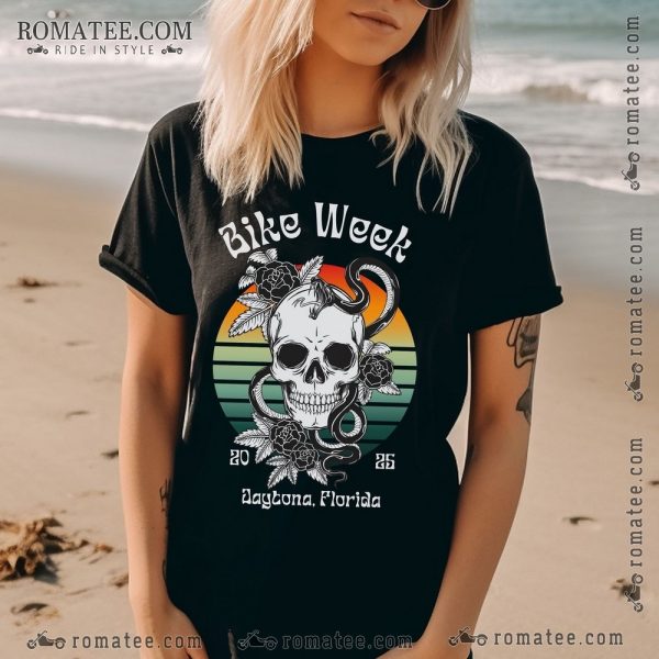 Daytona Bike Week 2025 Skull and Snake T-Shirt