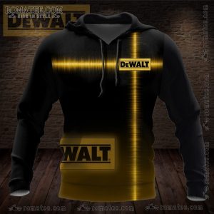 DeWalt Black Hoodie with Yellow Cross Line Design and Logo