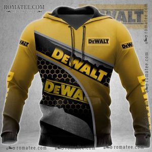 DeWalt Branded Yellow and Black Honeycomb Pattern Hoodie Design for DIY Enthusiasts