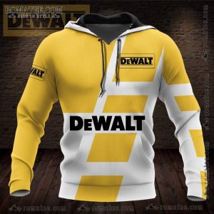 DeWalt Branded Yellow and White Geometric Pattern Hoodie