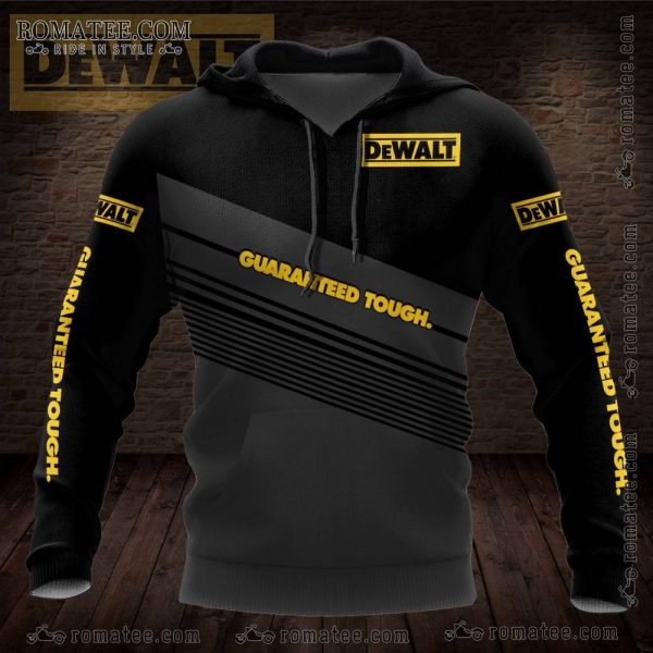 DeWalt Guaranteed Tough Black Hoodie with Yellow Logo and Stripes