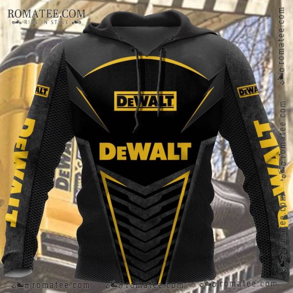 DeWalt Industrial Black and Yellow Construction Hoodie with Logo