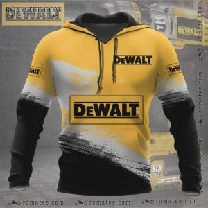 DeWalt Paint-Splatter Hoodie with Tool Design in Yellow and Black