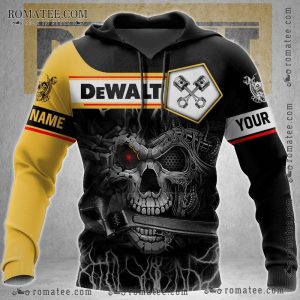 DeWalt Tools Mechanic Skull Hoodie with Custom Name and Wrench Design