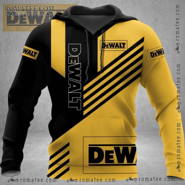 DeWalt Urban Black and Yellow Logo Hoodie Stripes Sleek Design