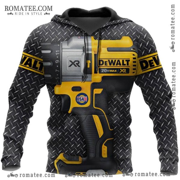 Dewalt 20V Max XR Drill Art Hoodie – Industrial Tool Theme Sweatshirt for DIY Enthusiasts